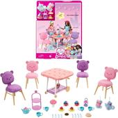 Barbie la mia prima barbie, set servizio da t&#232;, playset con 18+ accessori e due gattini di peluche inclusi, 3+ anni