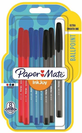 Penna a sfera Papermate Inkjoy 100 punta da 1,0 mm Colori Assortiti Nero, Blu, Rosso - Blister da 8  Papermate 2020 | Libraccio.it