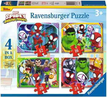 Ravensburger - Puzzle Spidey, Collezione 4 in a Box, 4 puzzle da 12-16-20-24 Pezzi, Et&#224; Raccomandata 3+ Anni  Ravensburger 2024 | Libraccio.it