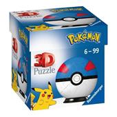 Ravensburger - 3D Puzzle Pok&#233;mon Pok&#233;ball Blu E Rossa, 54 Pezzi, 6+ Anni