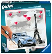 Ravensburger - CreArt Parigi, Kit per Dipingere con i Numeri, Contiene Tavola Prestampata 20x20 cm, Pennello