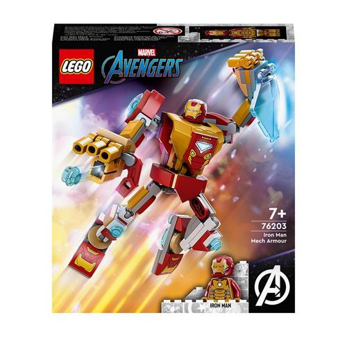 LEGO Marvel 76203 Armatura Mech Iron Man, Mattoncini Creativi con Action  Figure Avengers, Giocattoli per Bambini