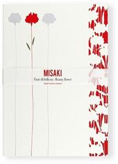Quaderno brossurato Misaki neutro a pagine bianche. Fiori bianchi e fiore rosso