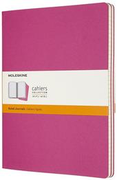 Quaderno Cahier Journal Moleskine XL a righe rosa. Kinetic Pink. Set da 3