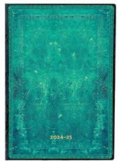 Agenda Paperblanks, 2025 Blu Pacifico Liscio, 18 Mesi, orizzontale, Midi, 12,5 x 18 cm