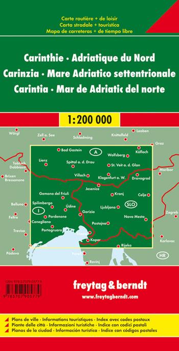 Carinzia-Adriatico nord 1:200.000  - Libro Freytag & Berndt 2010, Auto karte | Libraccio.it