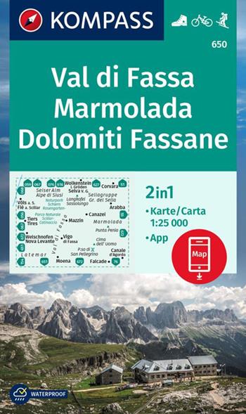 Val di Fassa, Marmolada, Dolomiti Fassane. Ediz. italiana e tedesca. Con carta escursionistica  - Libro Kompass 2023 | Libraccio.it