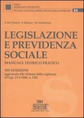 Legislazione e previdenza sociale. Manuale teorico pratico