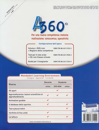 A 360°. Scienze motorie e sportive. Con registro. Con DVD-ROM. Con espansione online - Maria Giovanna Giorgetti, P. Focacci, U. Orazi - Libro Mondadori Scuola 2012 | Libraccio.it