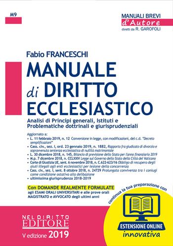 Manuale di diritto ecclesiastico. Con espansione online - Fabio Franceschi - Libro Neldiritto Editore 2019, Manuali brevi d'autore | Libraccio.it