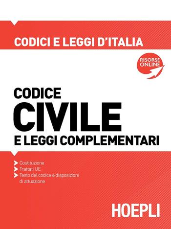 Codice civile e leggi complementari 2022  - Libro Hoepli 2022, Codici e leggi d'Italia | Libraccio.it