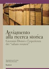 Avviamento alla ricerca storica. Giovanni Donni e l’esperienza dei «sabato rovatesi»