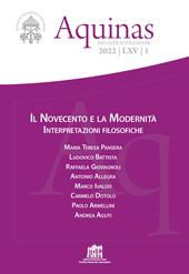 Aquinas. Rivista internazionale di filosofia (2022). Vol. 1: Novecento e la modernità, Il.