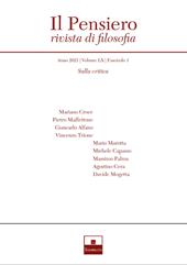 Il pensiero. Rivista di filosofia (2021). Vol. 60/1: Sulla critica