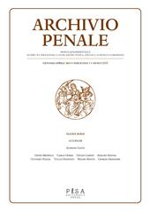 Archivio penale. Rivista quadrimestrale di diritto, procedura e legislazione penale, speciale, europea e comparata (2014). Vol. 1