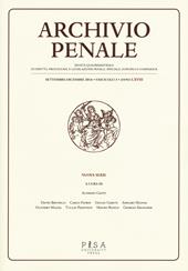 Archivio penale. Rivista quadrimestrale di diritto, procedura e legislazione penale, speciale, europea e comparata (2016)