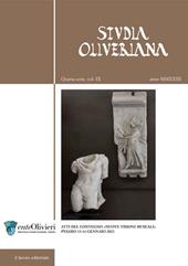 Studia Oliveriana. Quarta serie (2023). Vol. 9: Atti del Convegno «Nuove visioni museali. Ibridazioni, sconfinamenti tra linguaggi, nuove relazioni spazio/tempo»