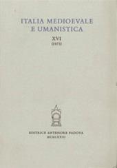 Italia medioevale e umanistica. Vol. 16