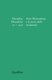 Discipline filosofiche. Vol. 1: Hans Blumenberg e la teoria della modernità.