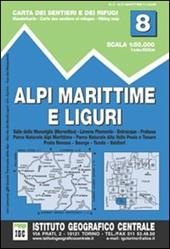 Carta n. 8 Alpi Marittime e Liguri 1:50.000. Carta dei sentieri e dei rifugi