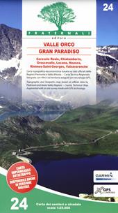 Carta n. 24. Valle Orco, Gran Paradiso. Carta dei sentieri e stradale 1:25.000. Adatto a GPS