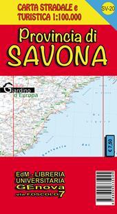 Provincia di Savona. Carta stradale e turistica 1:100.000