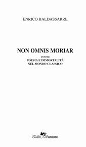 Non omnis moriaa ovvero poesia e immortalità nel mondo classico