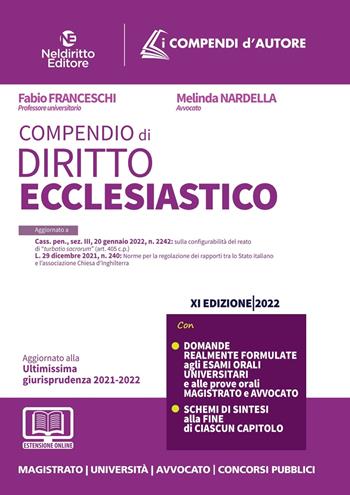 Compendio di diritto ecclesiastico - Fabio Franceschi, Melinda Nardella - Libro Neldiritto Editore 2022 | Libraccio.it